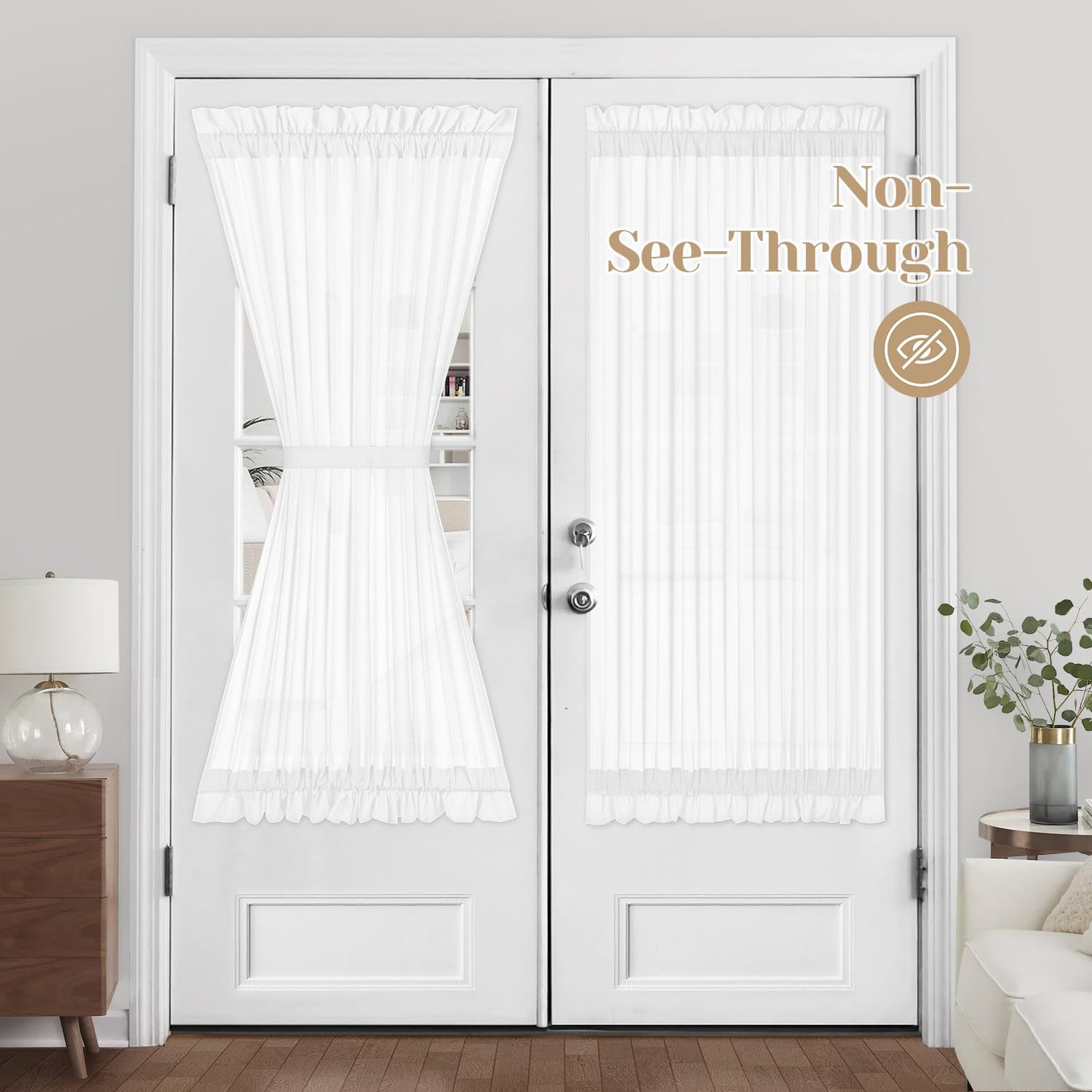 French Door Curtains Non-See-Through Privacy Light Filtering Fabric 54W x 72L