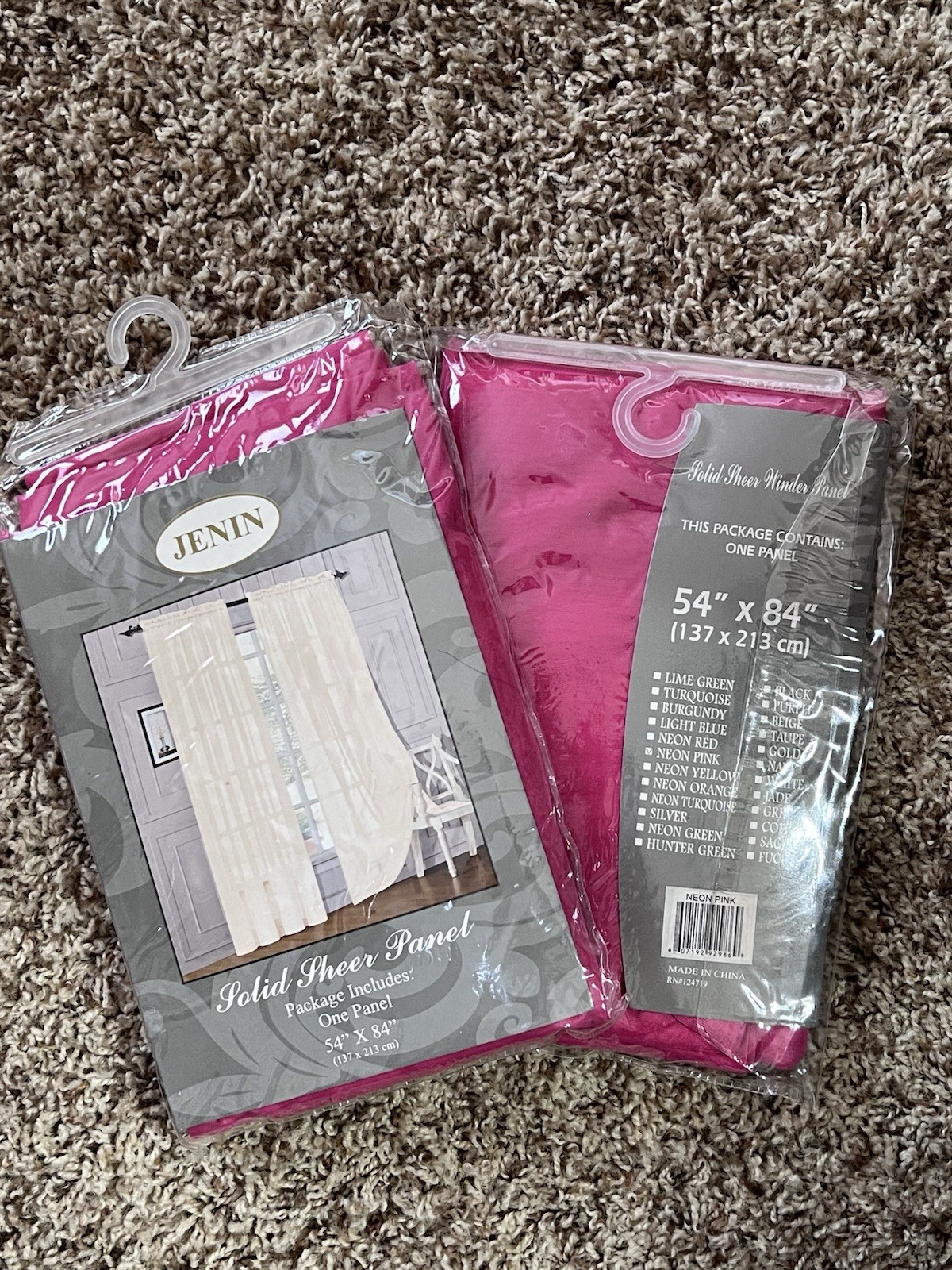 Jenin Solid Sheer Window Panel Neon Pink 54 x 84 in Solid Plain Curtain