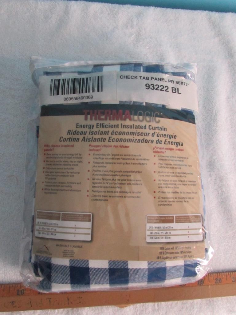 Thermalogic Insulated Blue Buffalo Check Tab – Top Curtain Pair 80″x72″