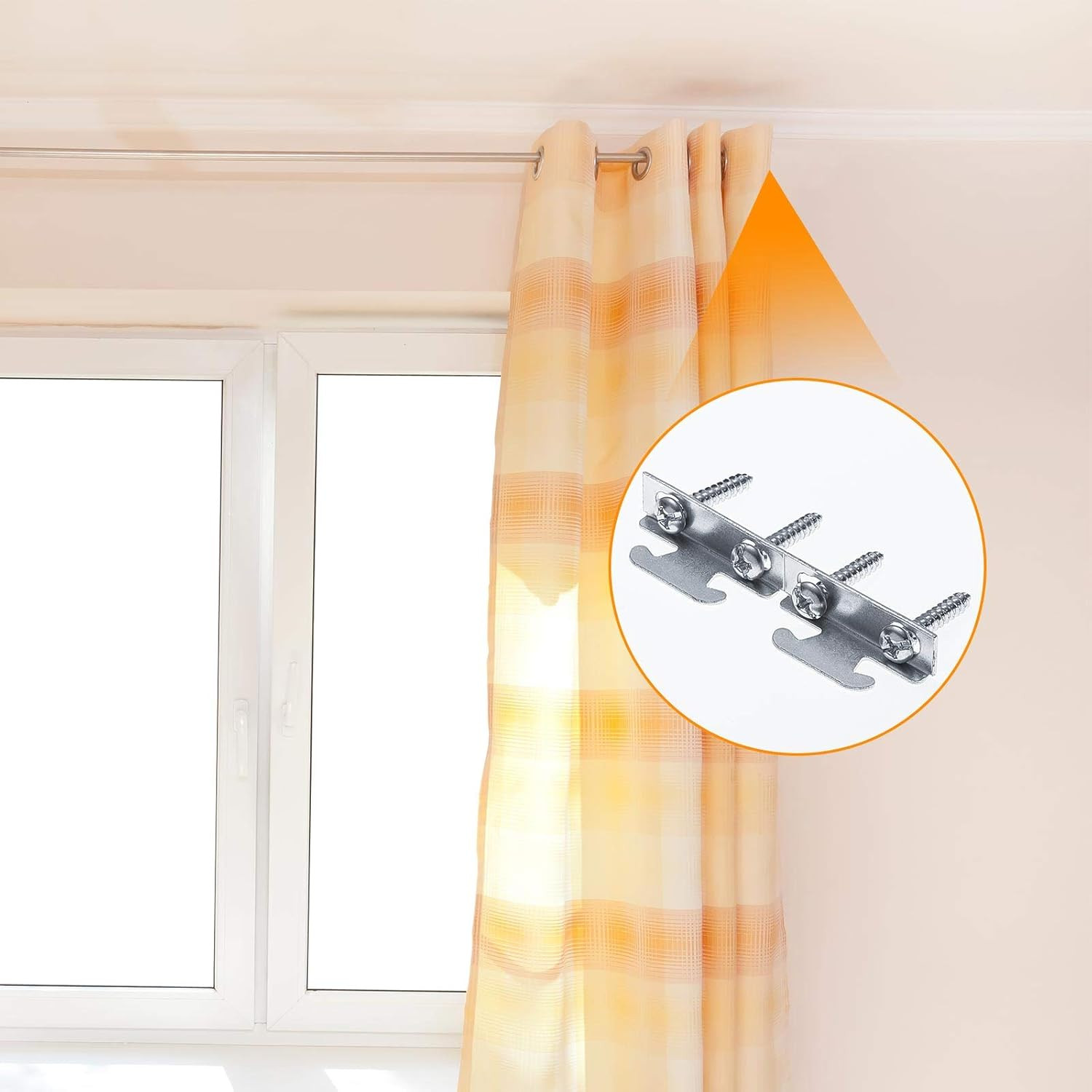 Curtain Rod Brackets Hooks Set Adjustable Wall Mount Hangers With Screws 10 Sets