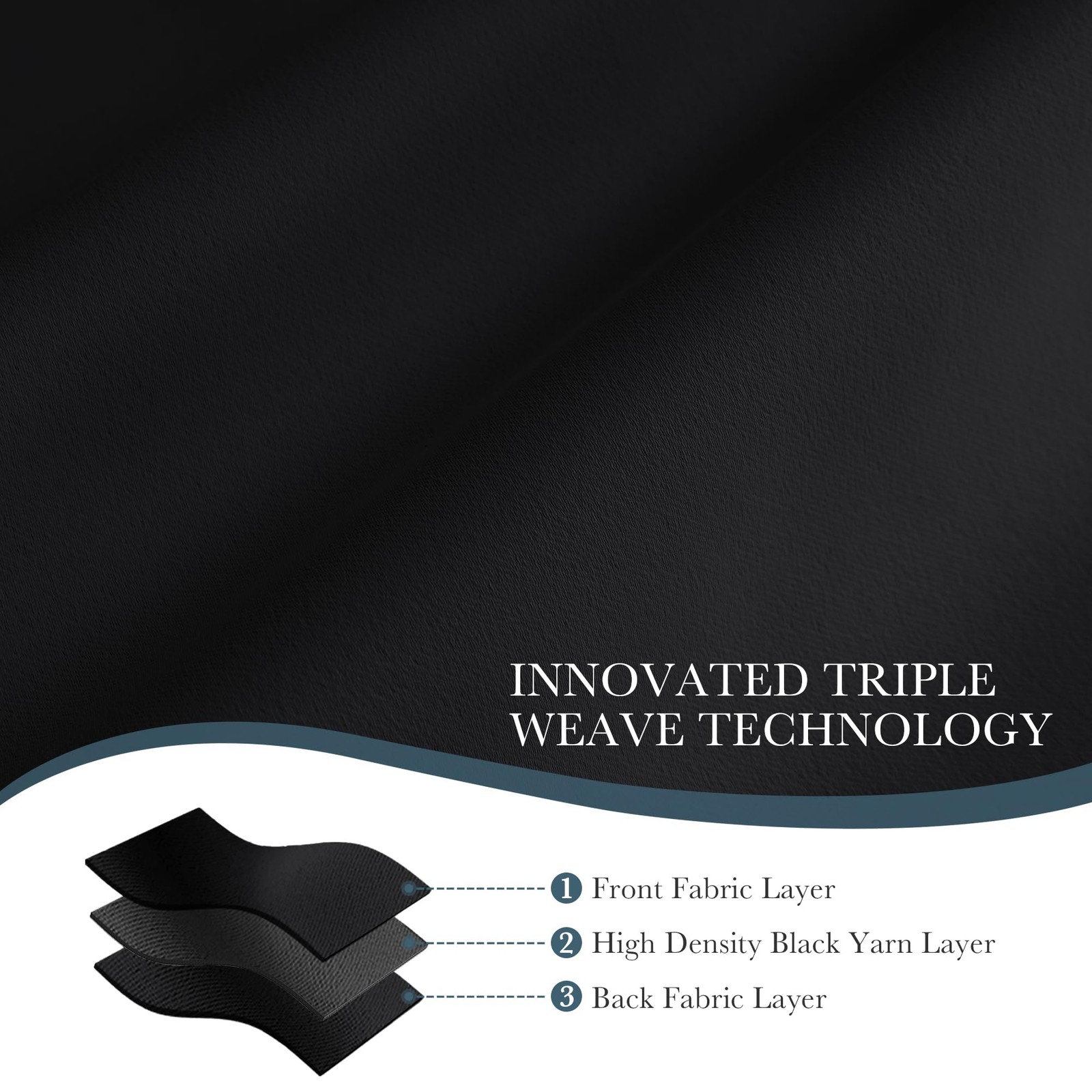 Short Blackout Curtains 45 inch Long -Thermal Insulated Black Curtains, 2 Panels