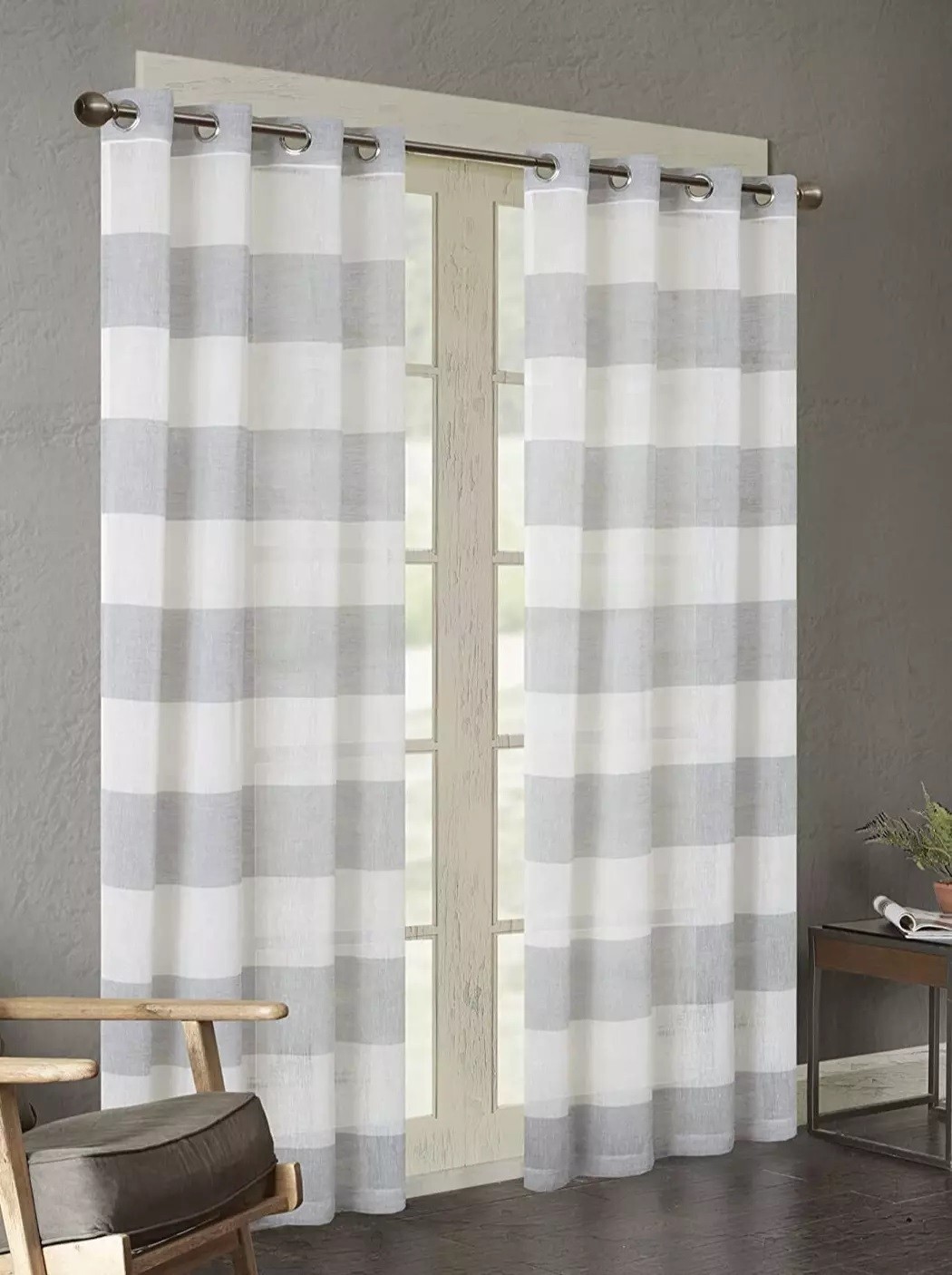 Urban Habitat Woven heavy Sheer Window Panels Grey white 50 x 84 inch Set of 2