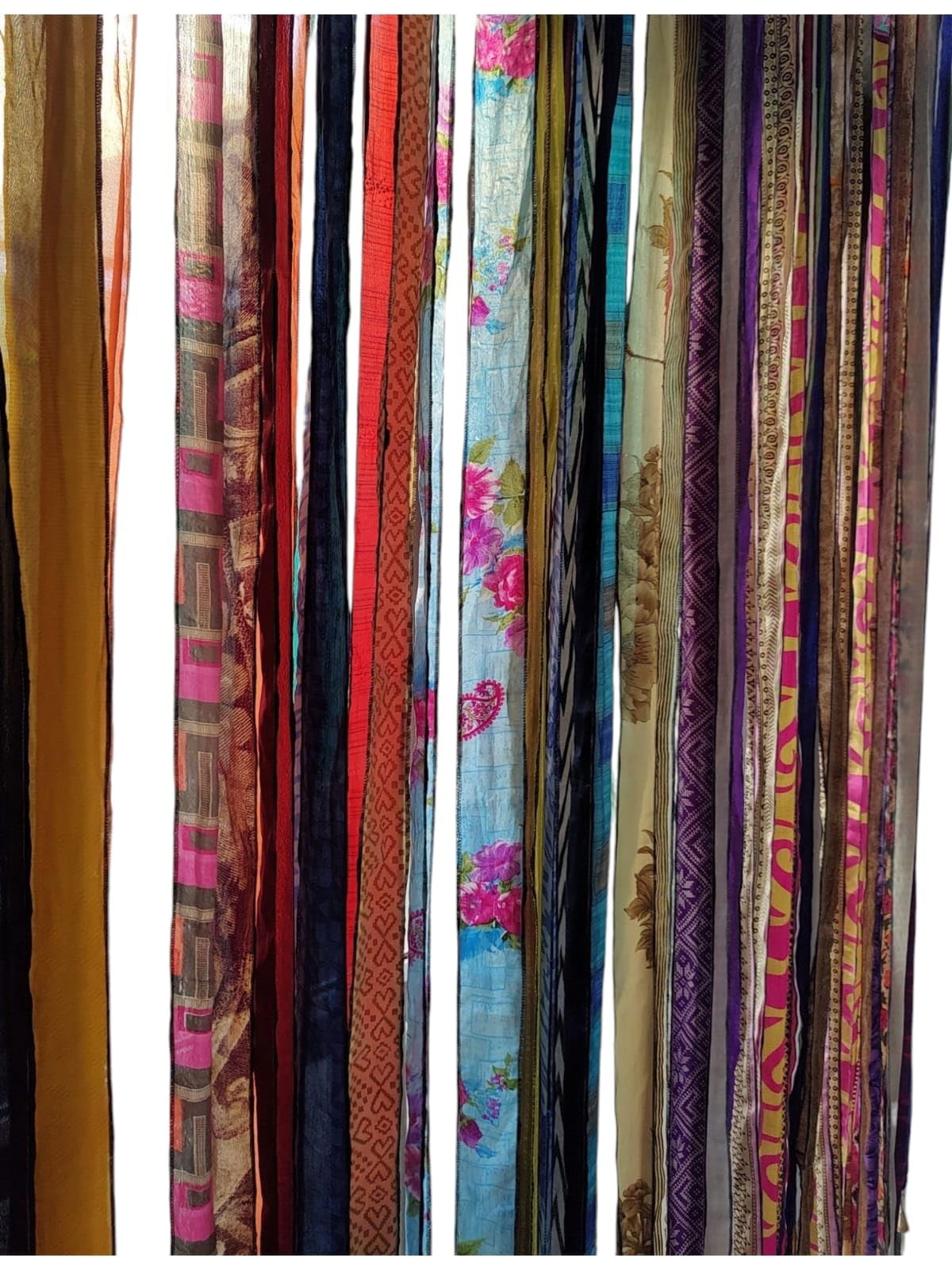 Mango Gifts Old Silk Sari Multicolor Ribbon Doorway Curtain Hippie Bohemian R…