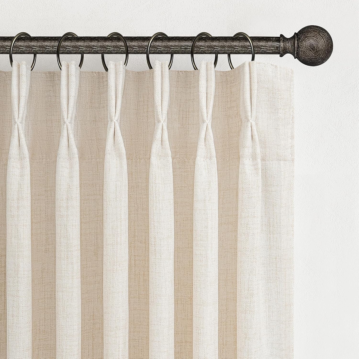 Pinch Pleated Linen Curtains 96 Inches Long for Living Room Bedroom, Light Fi…