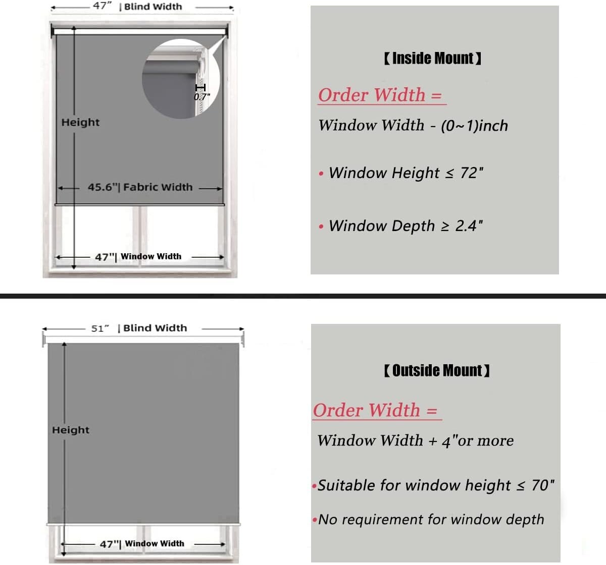 23″W x72″H 100% Blackout Roller Window Shades/Blinds with Thermal Insulated Lime