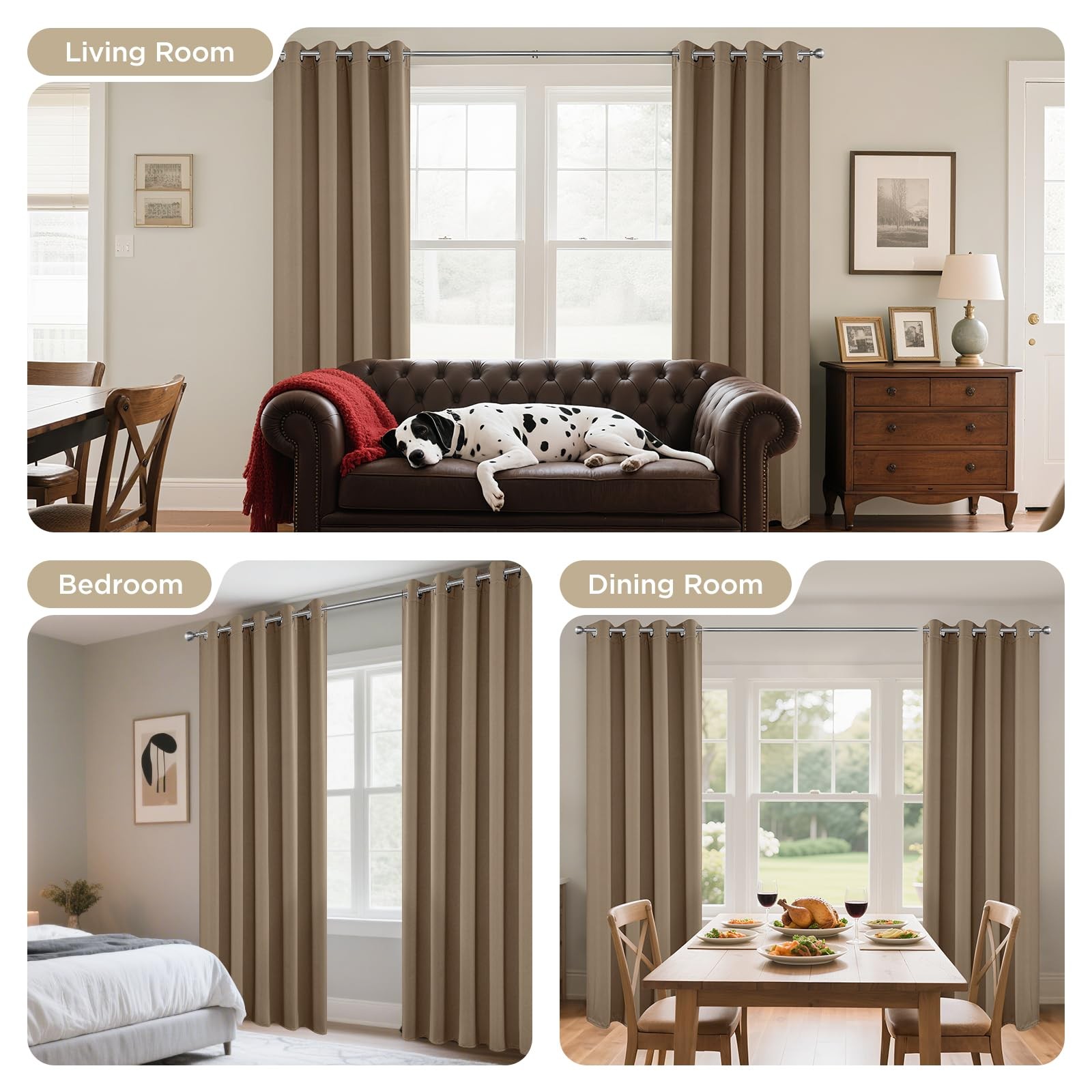 Blackout Curtains 54 Inch Length 2 Panels Set Thermal Insulated Long Curtains D