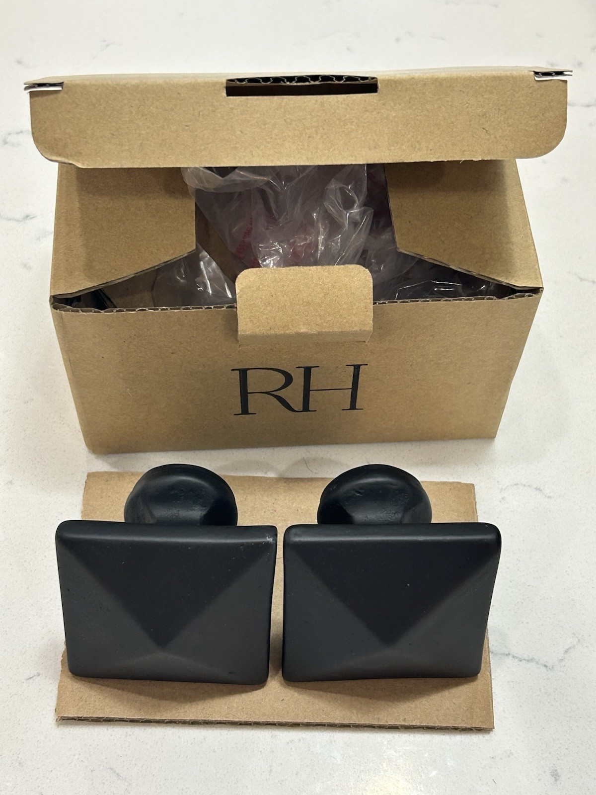 Restoration Hardware Dakota Square Finials Large Qty 2 for 1 1/4” Rod Bronze NIB