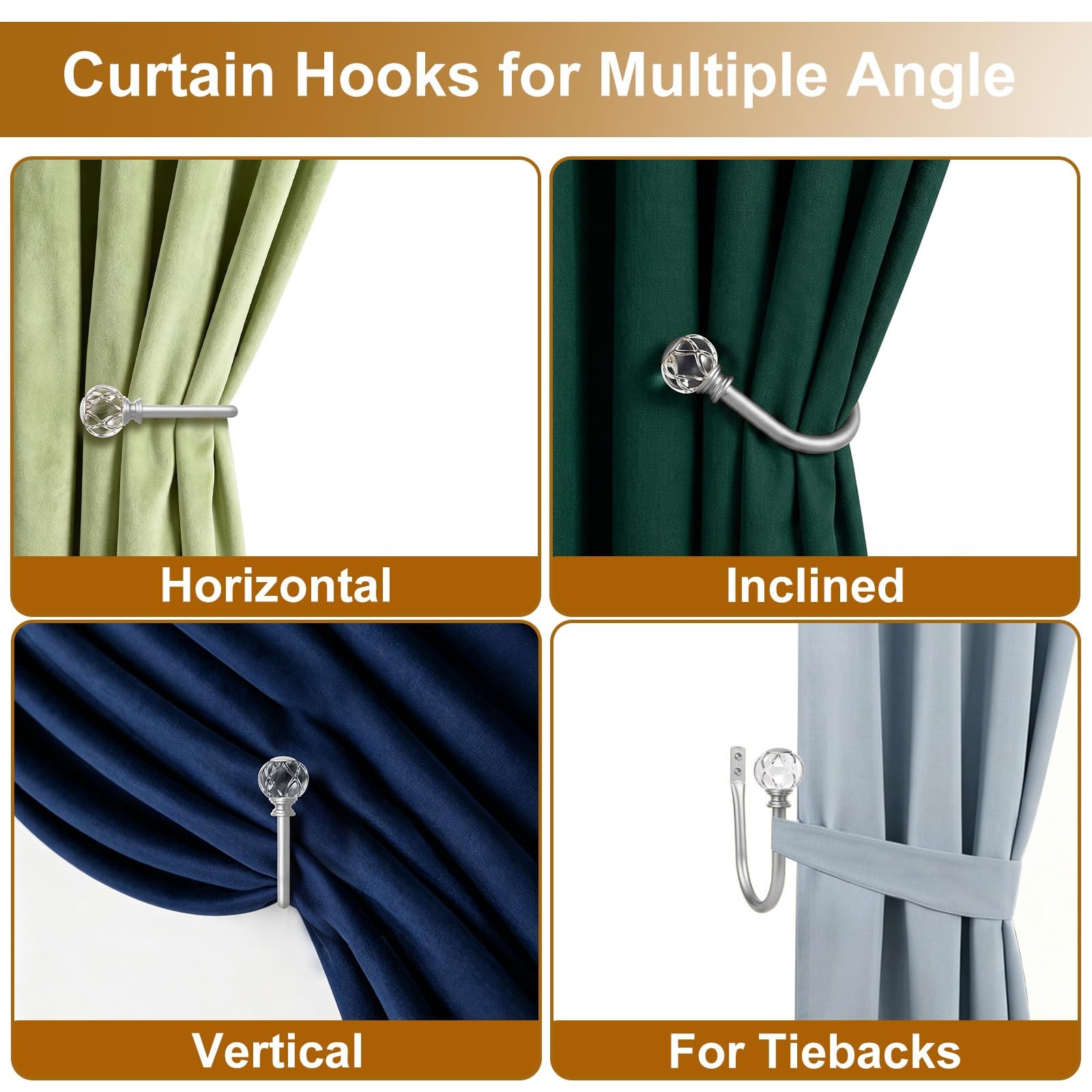 Curtain Holdbacks 2pcs, Silver Curtain Tiebacks Wall Mounted Window Curtains …