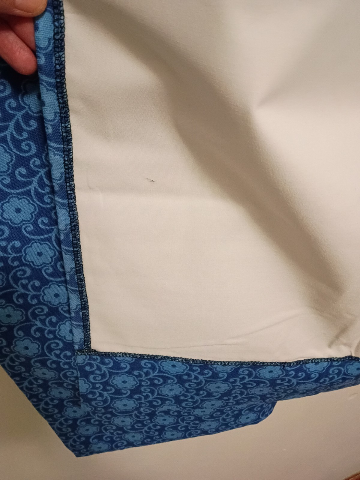 Country Drape Curtains Panels Blue Daisy Pattern Handmade Pair 43″ X 60″ Lined