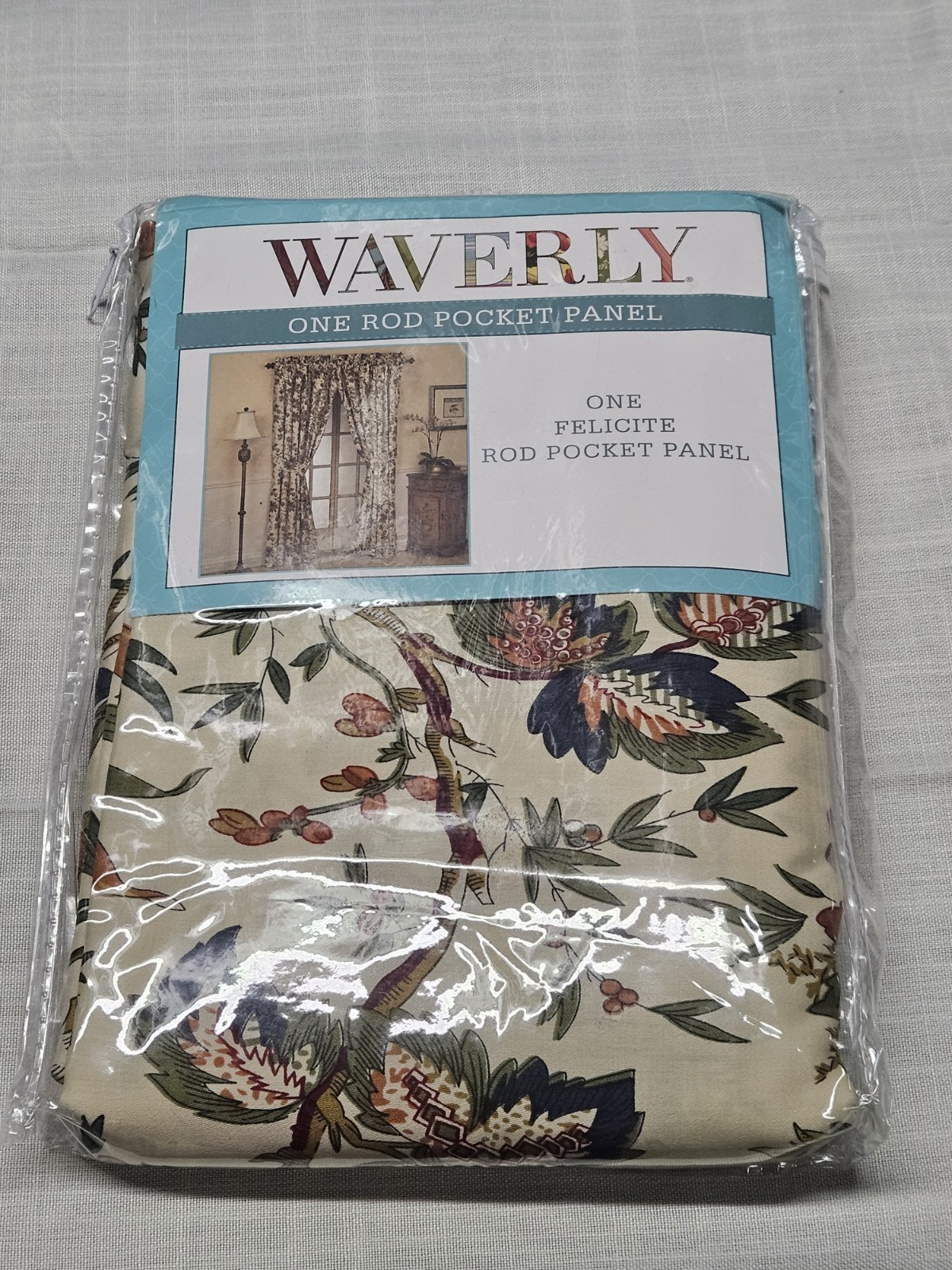 Waverly FELICITE Creme Red Gold Blue Green Floral Curtain PANEL Farmhouse 50X84