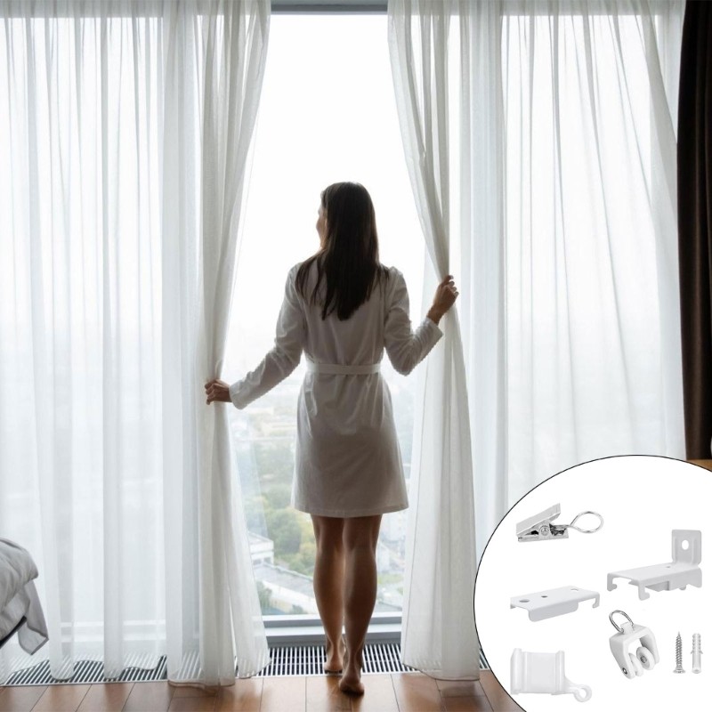 Adjustable Curtain Rail Assembly Bendable Curtain Rail Hardware Easy to Install