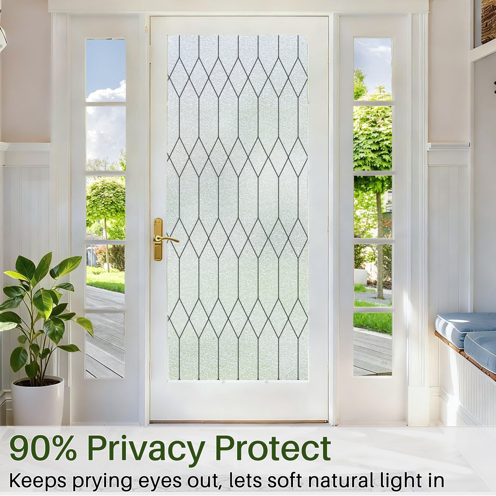 Windimiley Window Privacy Film Stained Glass Static 17.5 x 78.7 Inch, A-pure