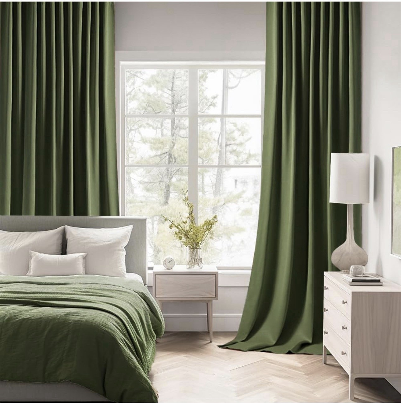 MIULEE Back Tab Sage Green Curtains 102Inch Long 2 Panel Set for Living Bed Room