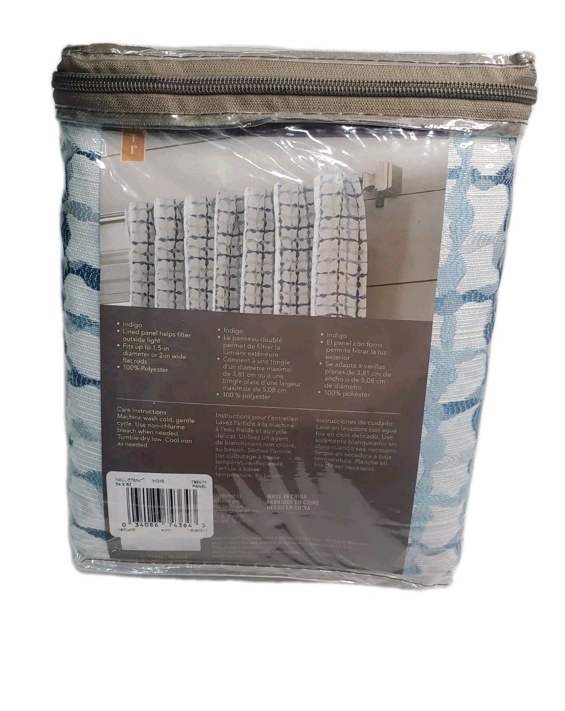 1 Curtain Panel Light Filtering Navy Trellis 54″ X 63″ NELLISTON INDIG