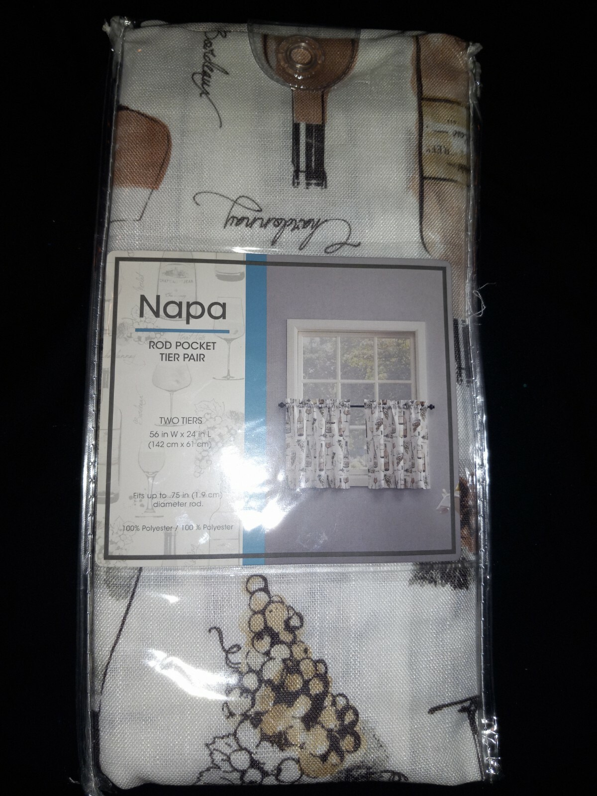 Napa Rod Pocket Tier Pair Two Tiers 56in W x 24 in L