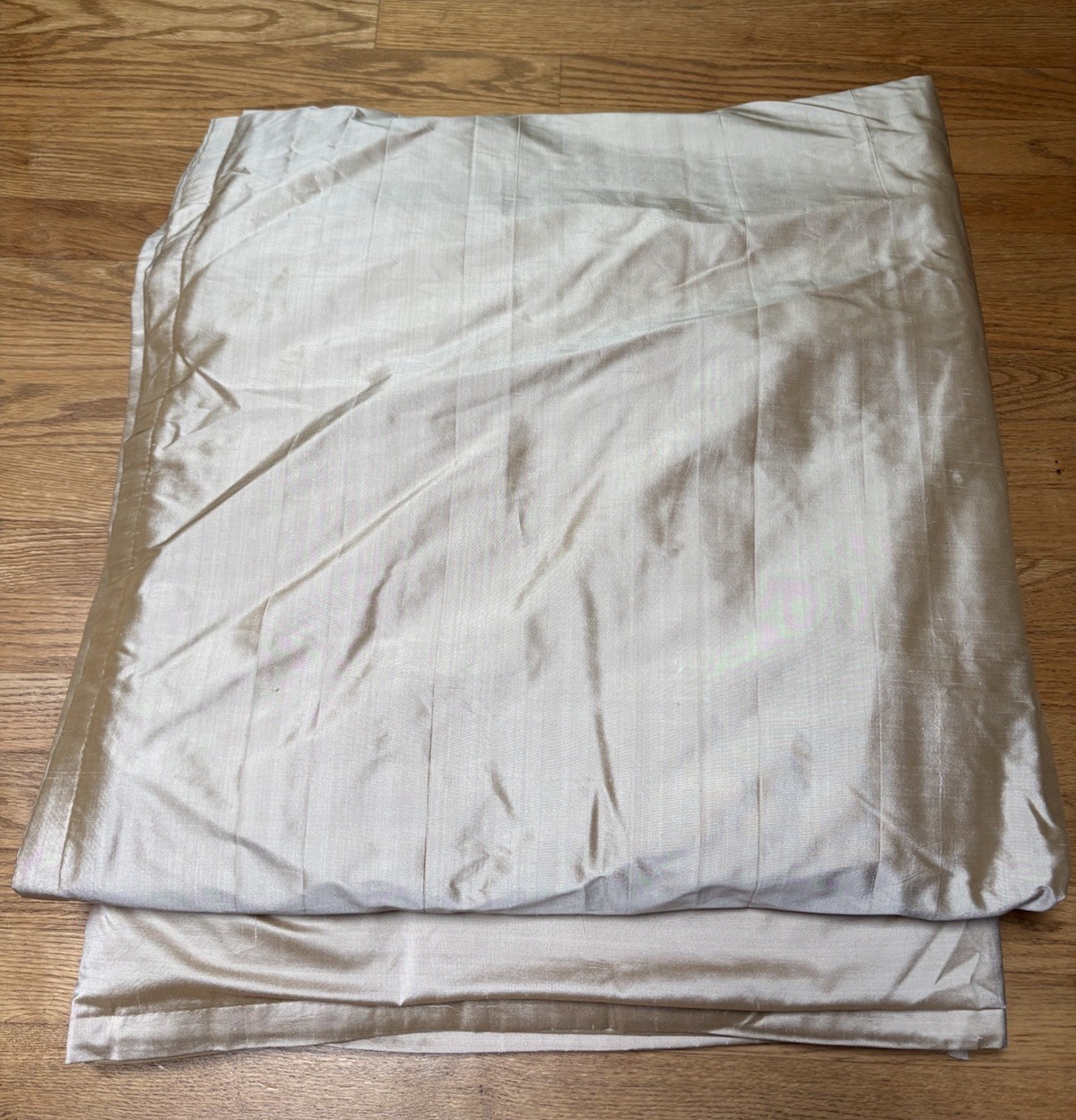 Pair Thai Silk Gold Interlined Pleat Top Curtains Drapes Panels 25”x96” EUC!