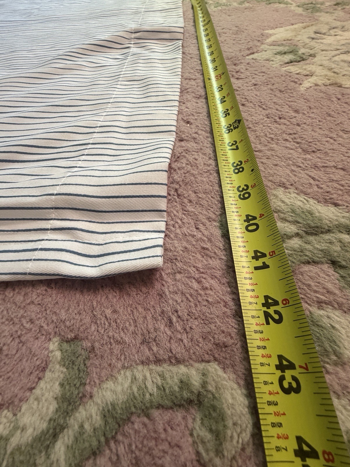 2 Pillowfort Curtain Panels Blue white Stripes Lined Hidden Tab Top 84″X41″