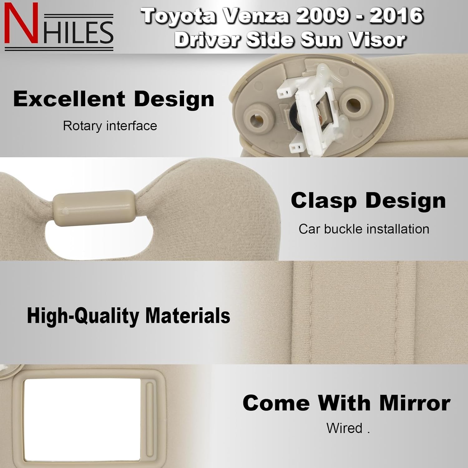Driver Left Side Sun Visor Replacement Fits for Venza -Beige(Left Driver Side)