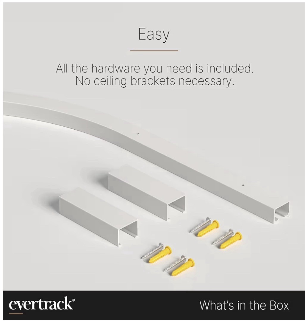 EverTrack – Corner Section for Ceiling Curtain Track – USA Made – 90 Degree Bend