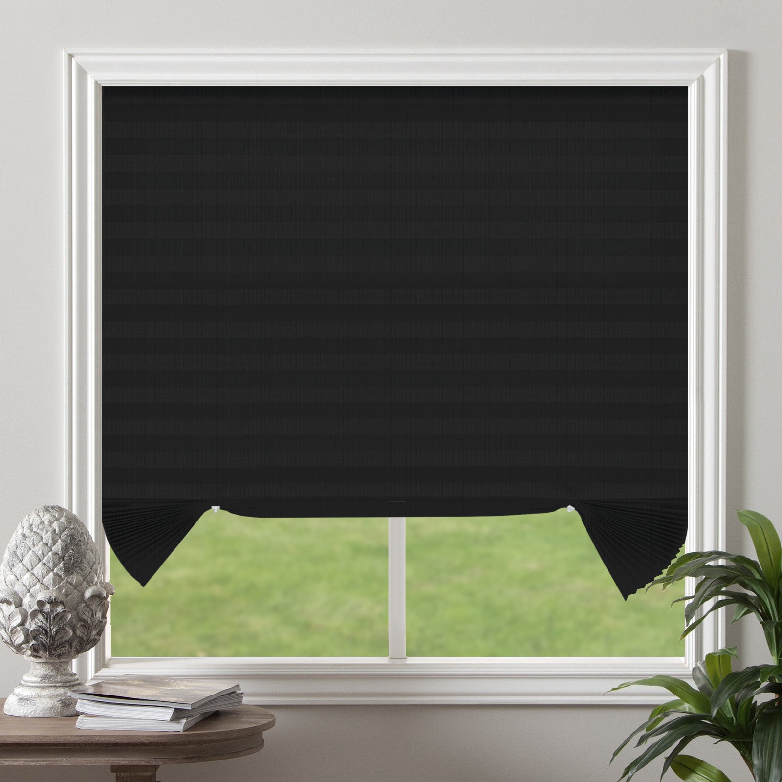 Light Filtering 10-Pack Non Woven Fabric Cordless Black Window Blinds 48″x72″
