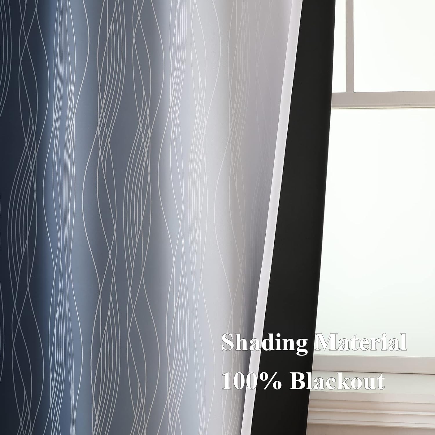 Navy Blue and Greyish White Blackout Curtains for Bedroom 84 Inches Long, Ful…