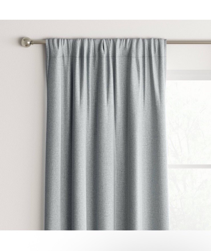 Room Darkening Heathered Gray Single Curtain Panel 42″ x 63″ Room Essentials NEW