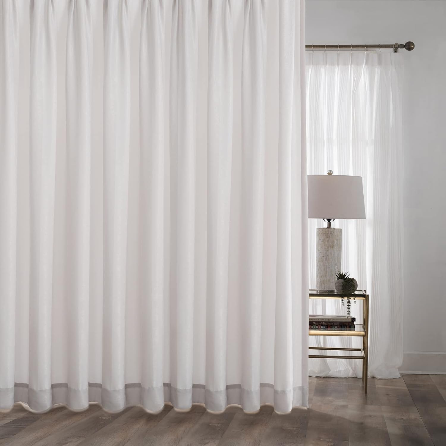 Luxury Beige Velvet Sheer Curtains 100″ Long, 2 Panels, Opaque Privacy