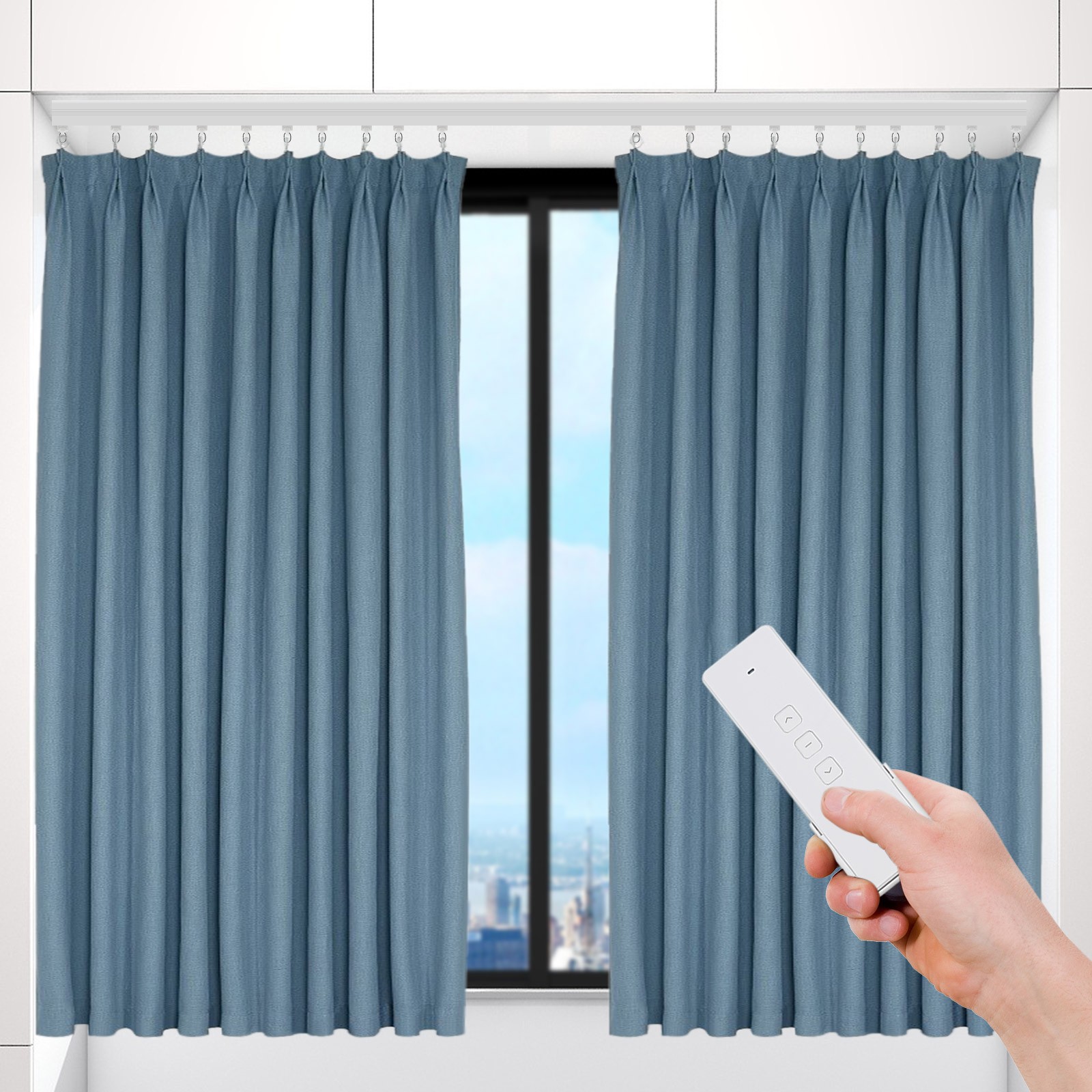 Motorized Curtain Track Electric Curtain Track DIY White With Remote Control NEW