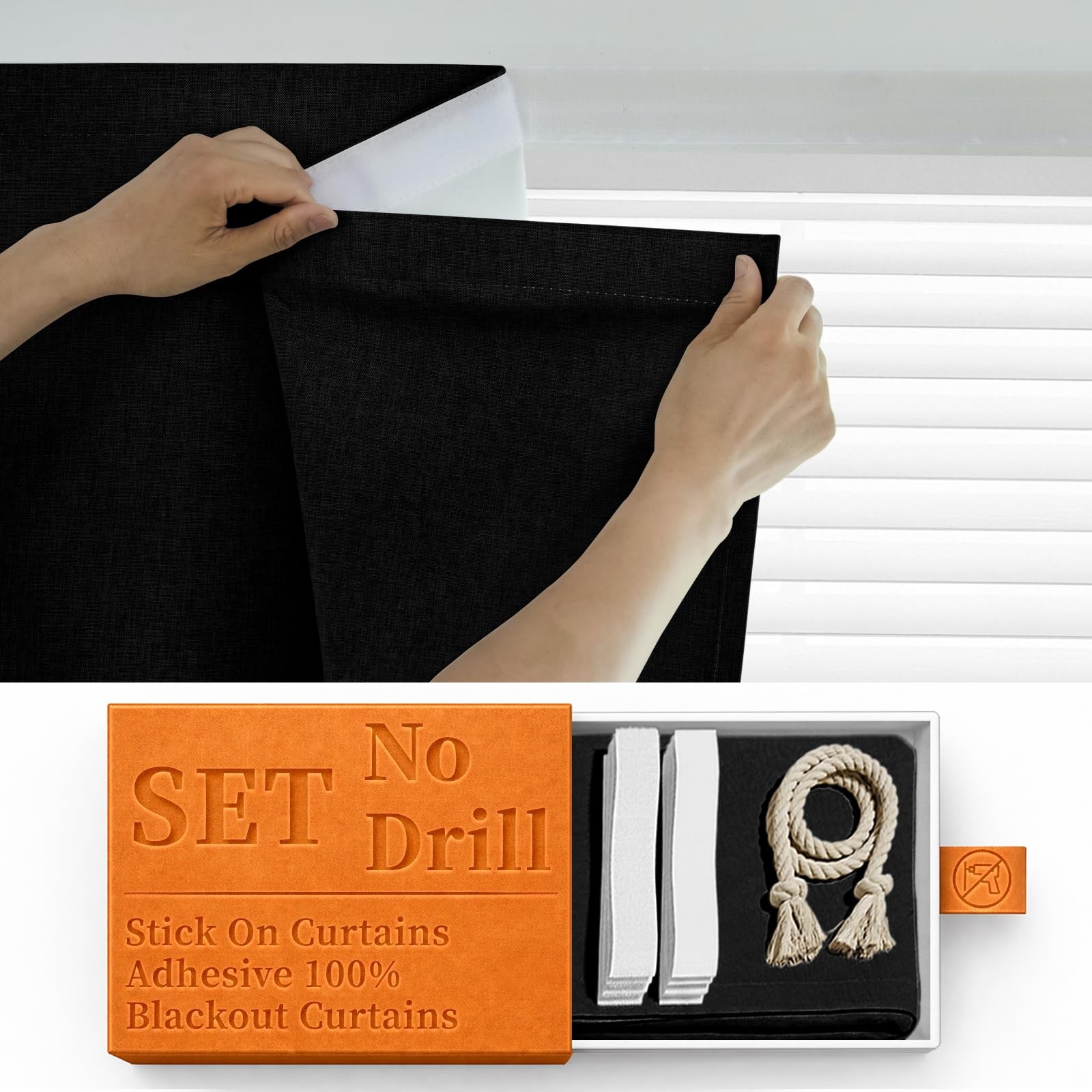 100% Blackout Tape Stick On Curtains Window Shades Pull Down Blackout Window …