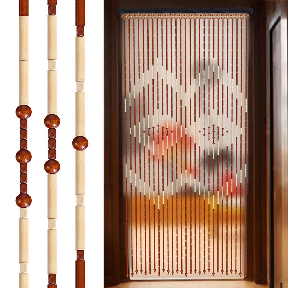 Wooden Bamboo Beaded Curtain 90*175Cm Room Divider Home Decor For US