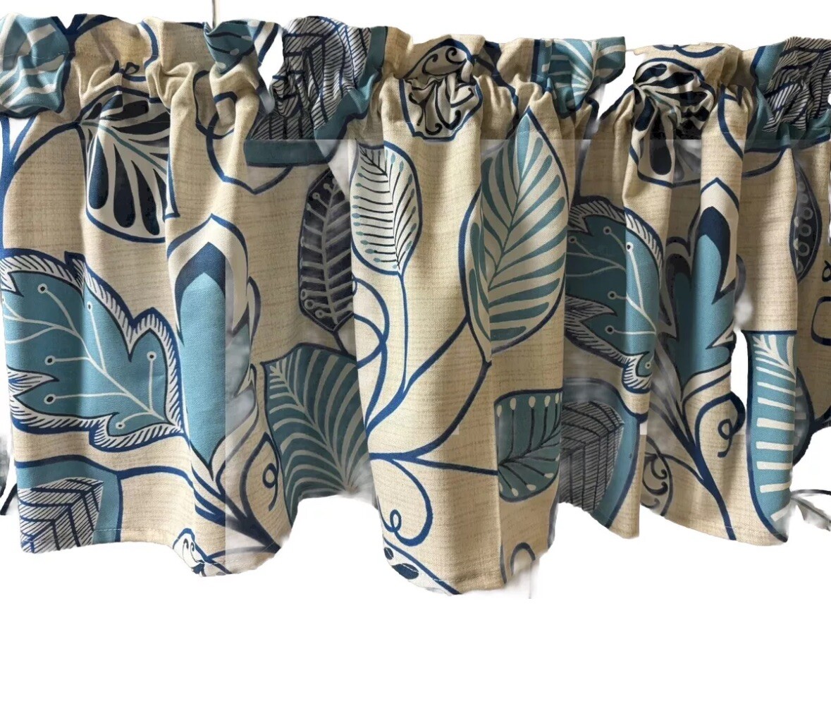 Made to Order Tropical Blue Floral Valance Curtain kitchen Living Room Curtains