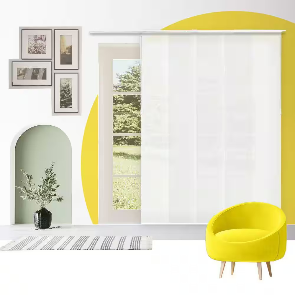 Cut-To-Size Sunset White Light Filtering Adjustable Sliding Panel Track Blind W/