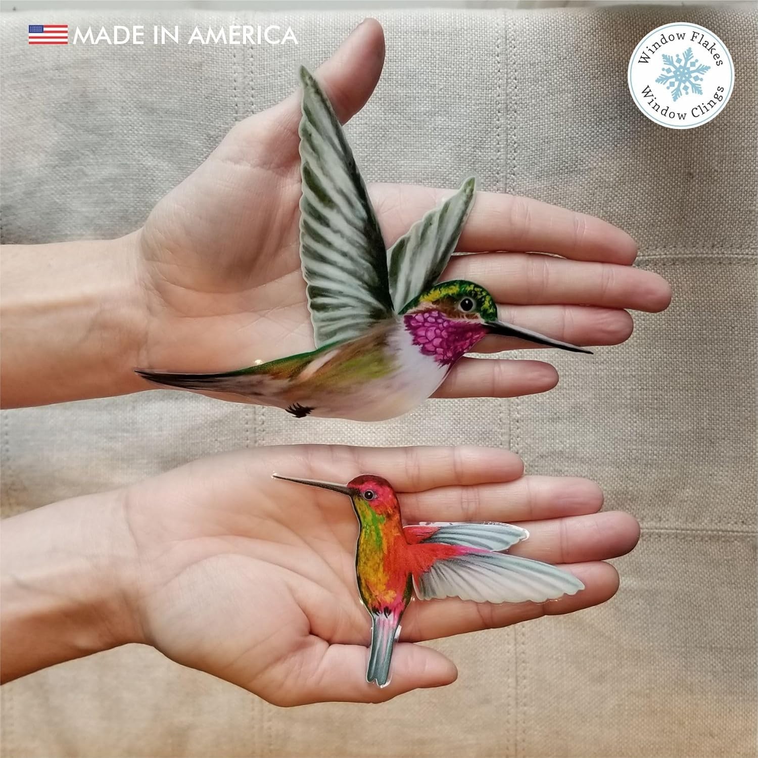 4 x Hummingbird Window Clings for Glass Safety on Doors, Windows and Panels. …