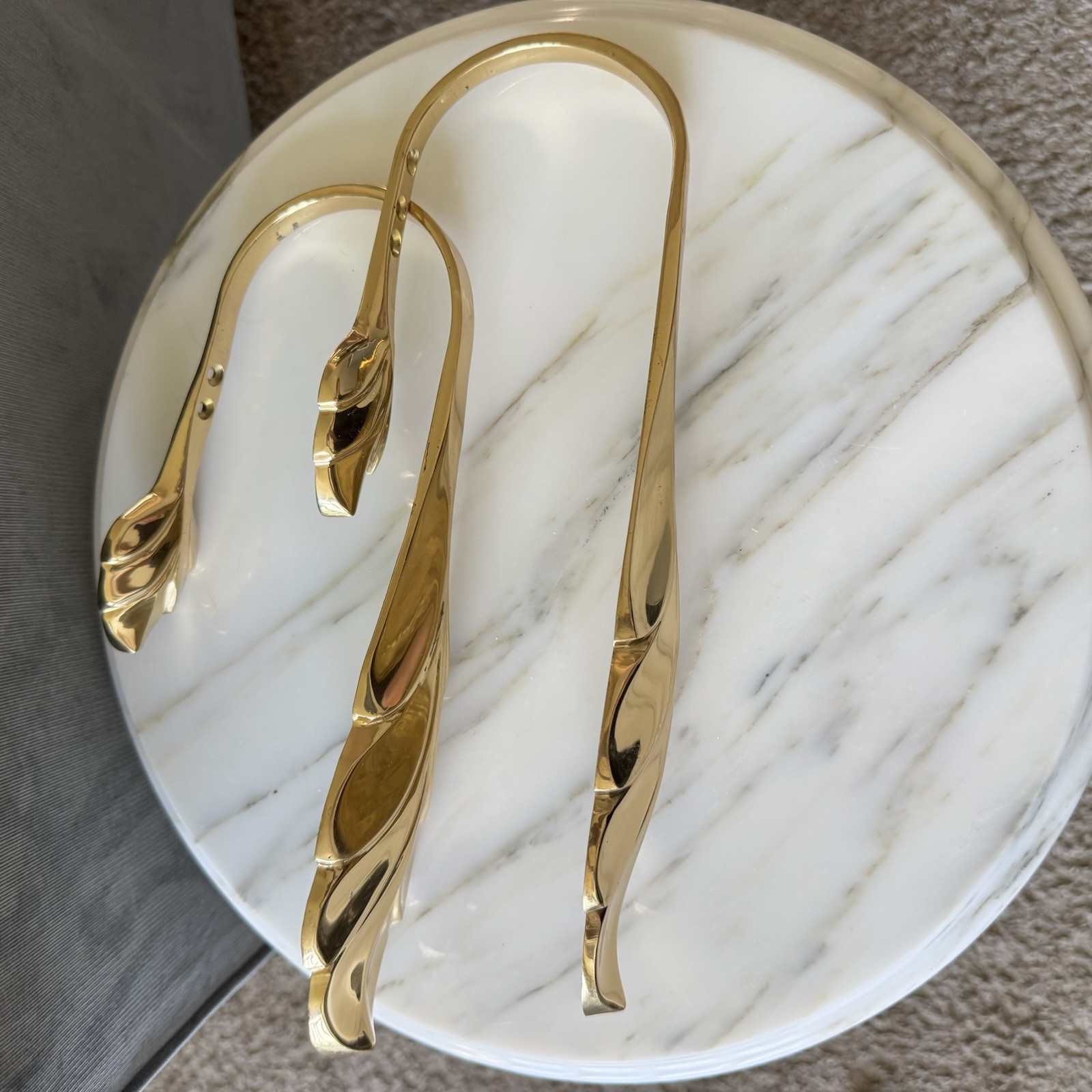 Solid Brass Leaf Design Curtain Tie Backs 11”x3 1/3”