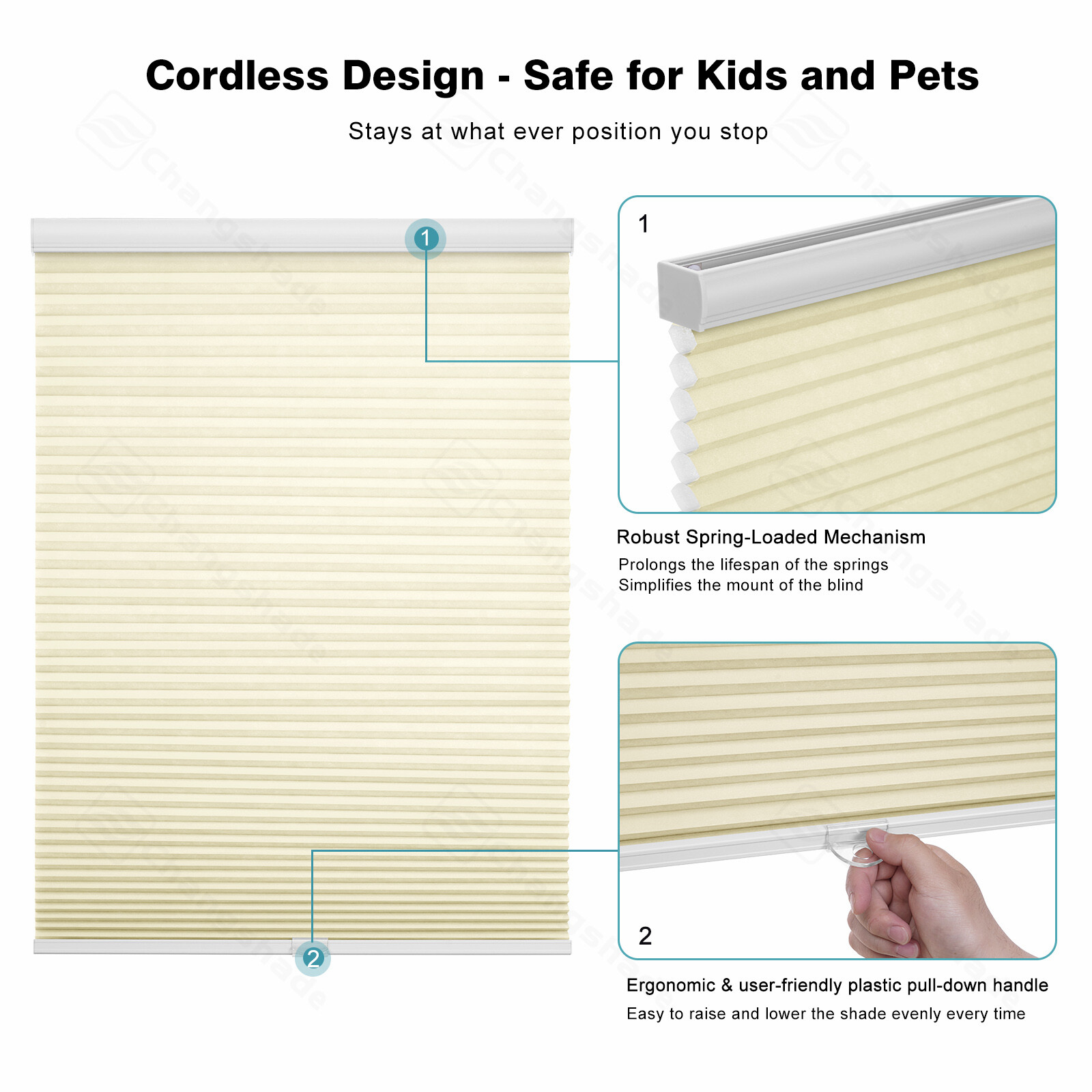 CUSTOM CUT Cordless 1.5inch Window Shades Light Filtering Cellular Shades