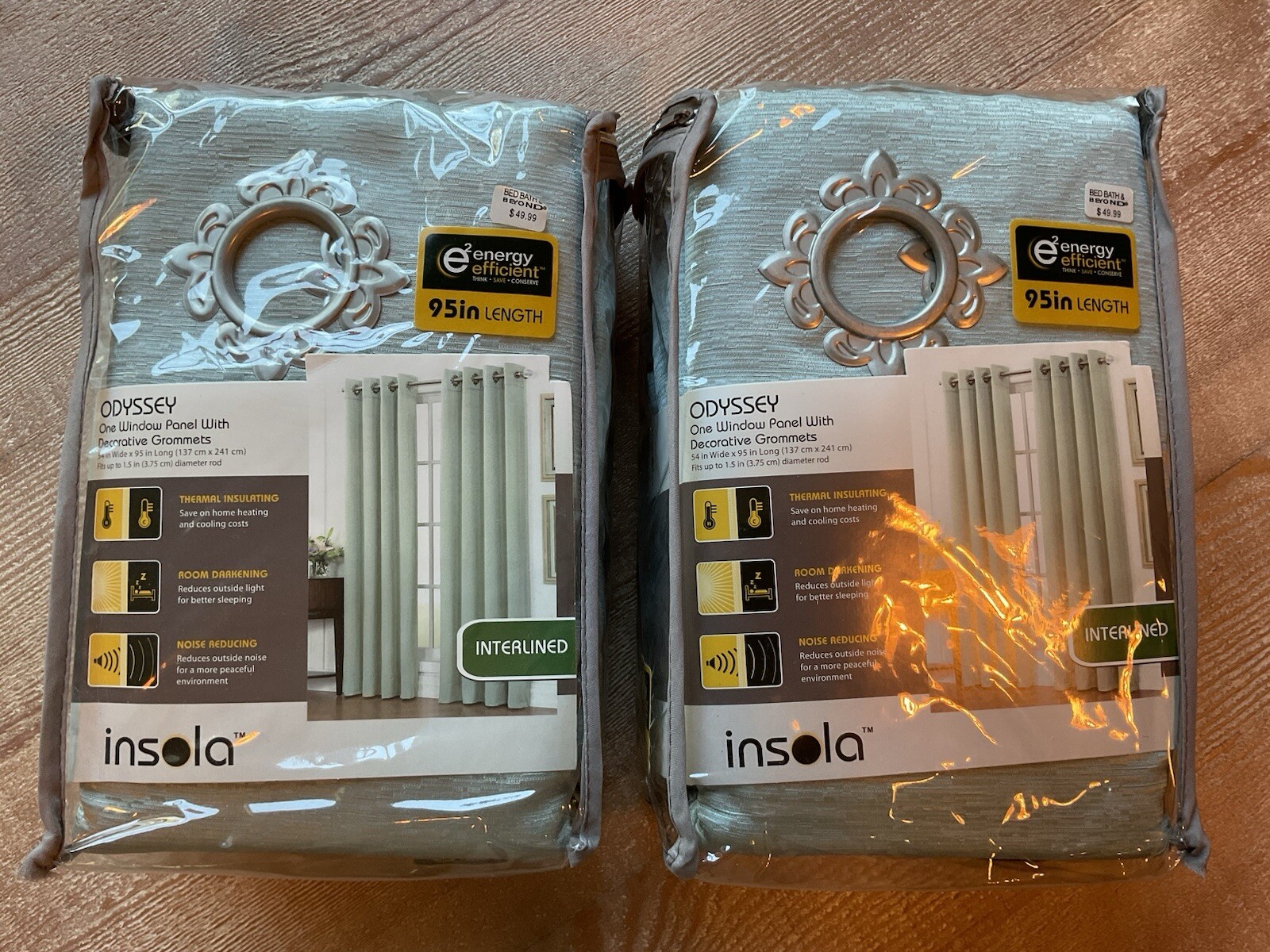 Insola Odyssey Window Panel Curtain Spa Blue Interlined Grommet 54 X 95