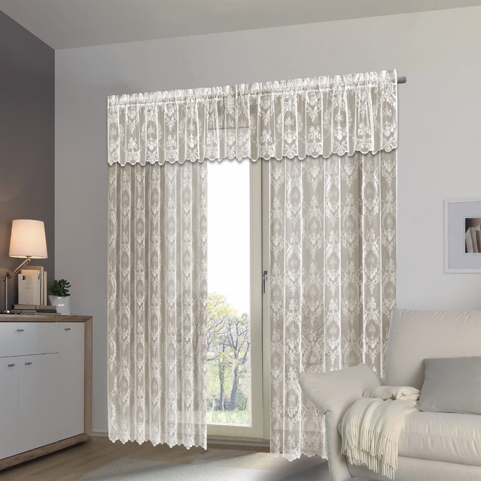 Crown Shabby Chic Lace Window Curtain Panels Vintage Lace Panels