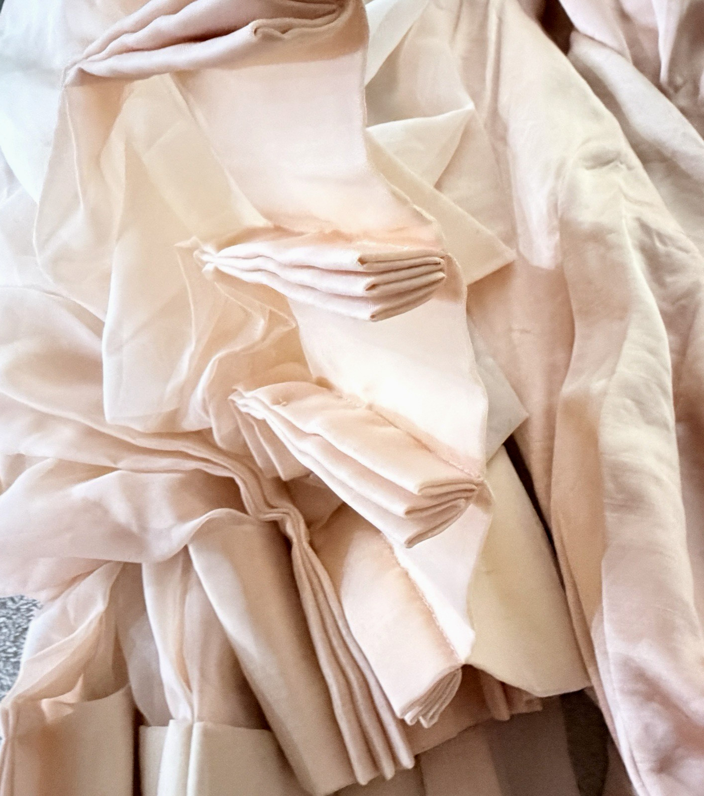 Window Cornice Satin & Silk with Matching Custom Peach Drapery 9 Pieces Total