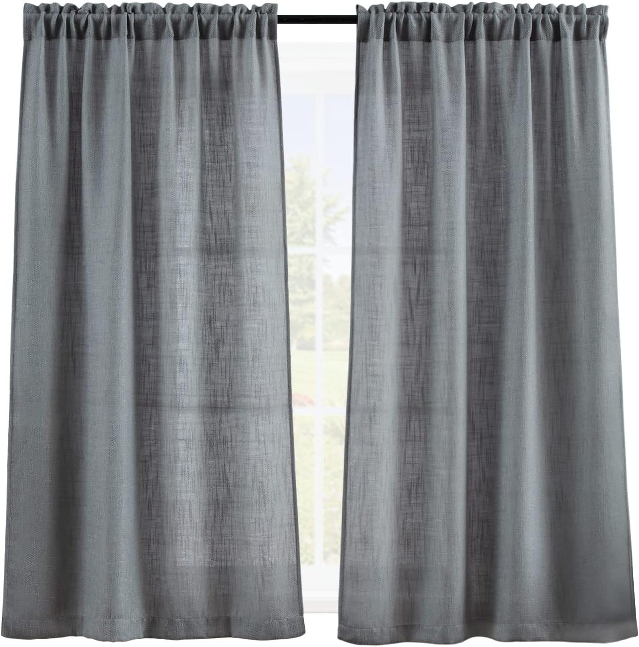 Burlap Tier Curtains for Kitchen Rustic Tan Rod Pocket Curtains for Short Window