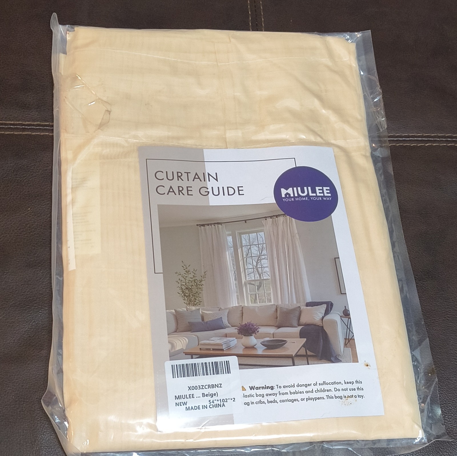 MIULEE Sheer Linen Curtain Panels 54 x 102 in Beige Light Filtering Rod Pocket