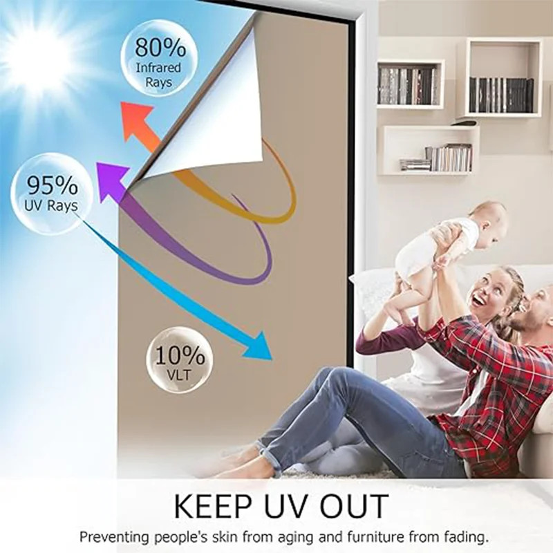 Window Privacy Film One Way Daytime Privacy Self-adhesive Vinyl Sun Blocking