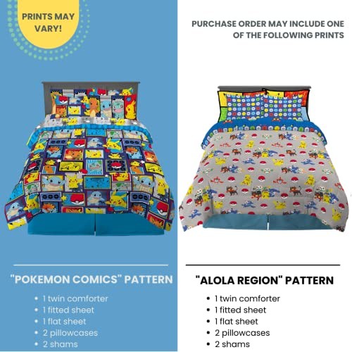 Franco Kids Bedding Super Soft Comforter and Sheet 7 Piece Full Size, Pokemon