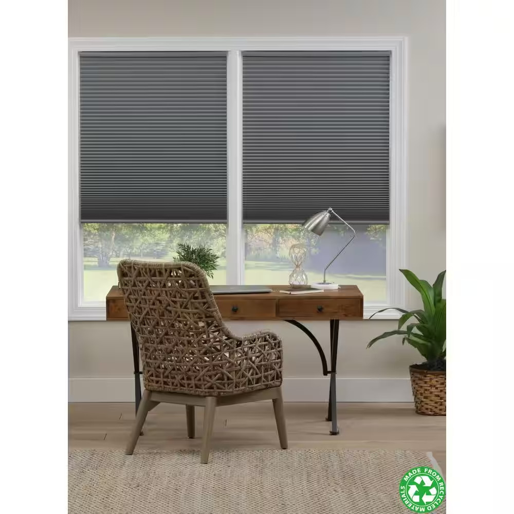 PERFECT LIFT Anchor Gray Cordless Blackout Honeycomb Cellular Shade 26 W x 64 L