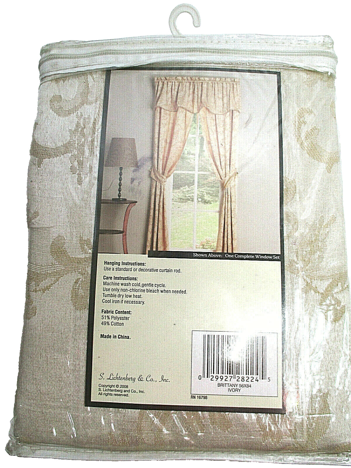 Lichtenberg & Co Brittany Ivory Machine Wash Complete Window Set 56×84 NIP