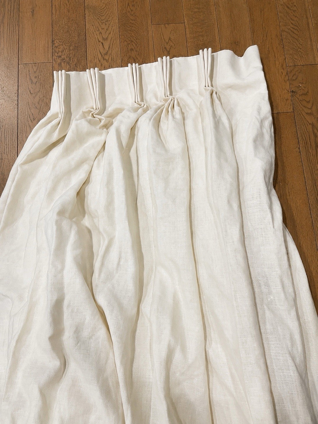 The Shade Store Ecru Ivory Linen Pinch Pleat Curtain Panel 96×102 Pair