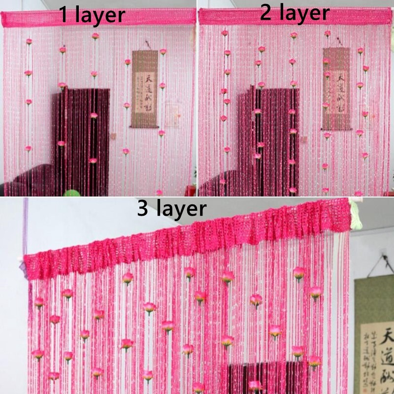 Flower Thread Tassel Curtains Drape Doorway Window Party Wedding Room Decor