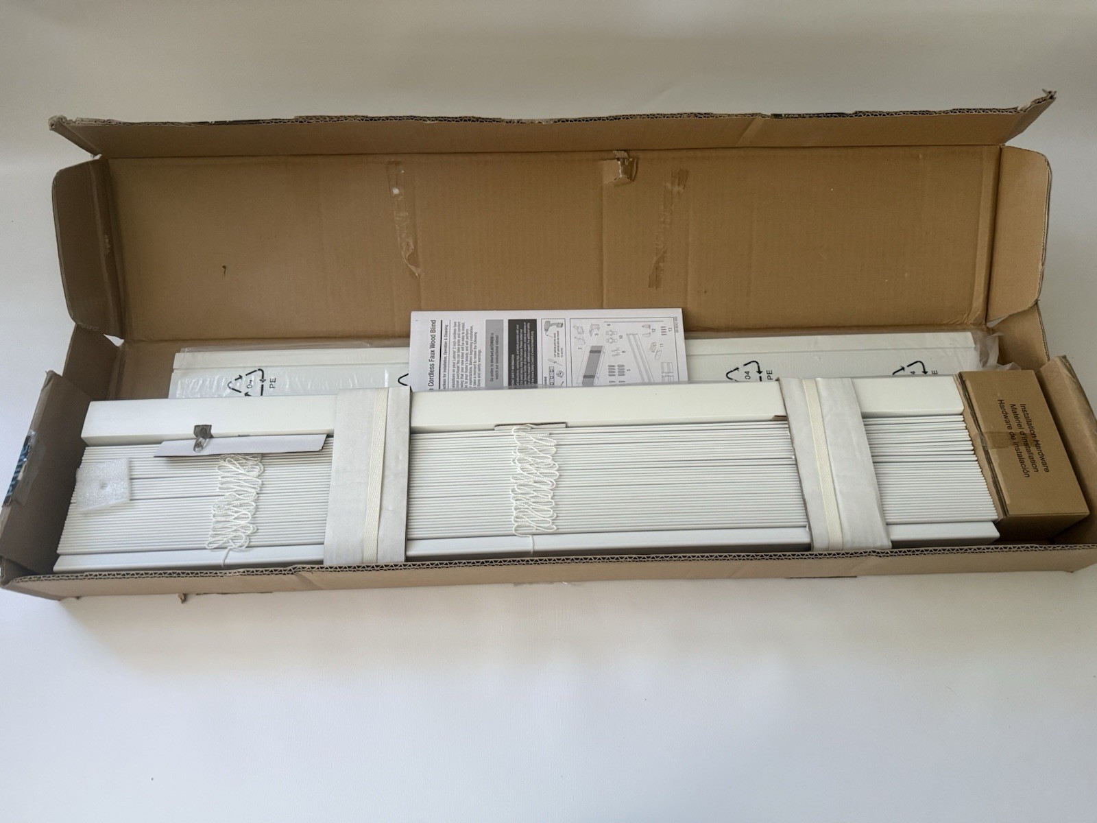 Lumino 2-Inch Cordless Faux Wood Blinds, 33” White New Open Box