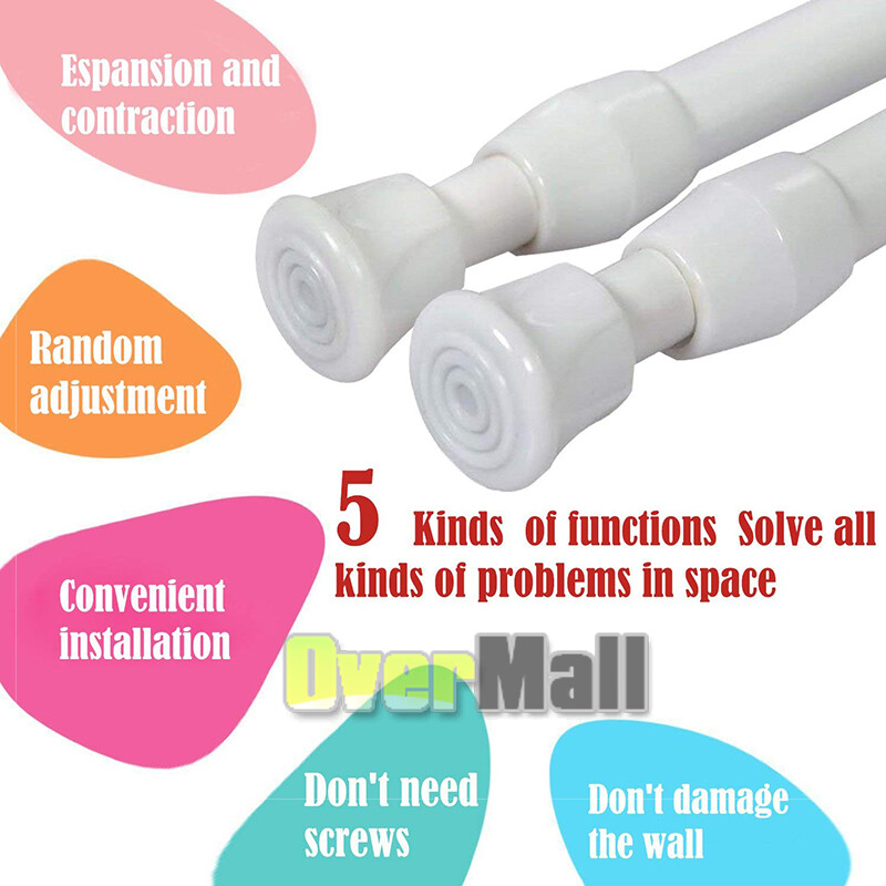 4x Extendable Shower Curtain Rod/Pole Telescopic Spring Tension Rod Clothes Rail