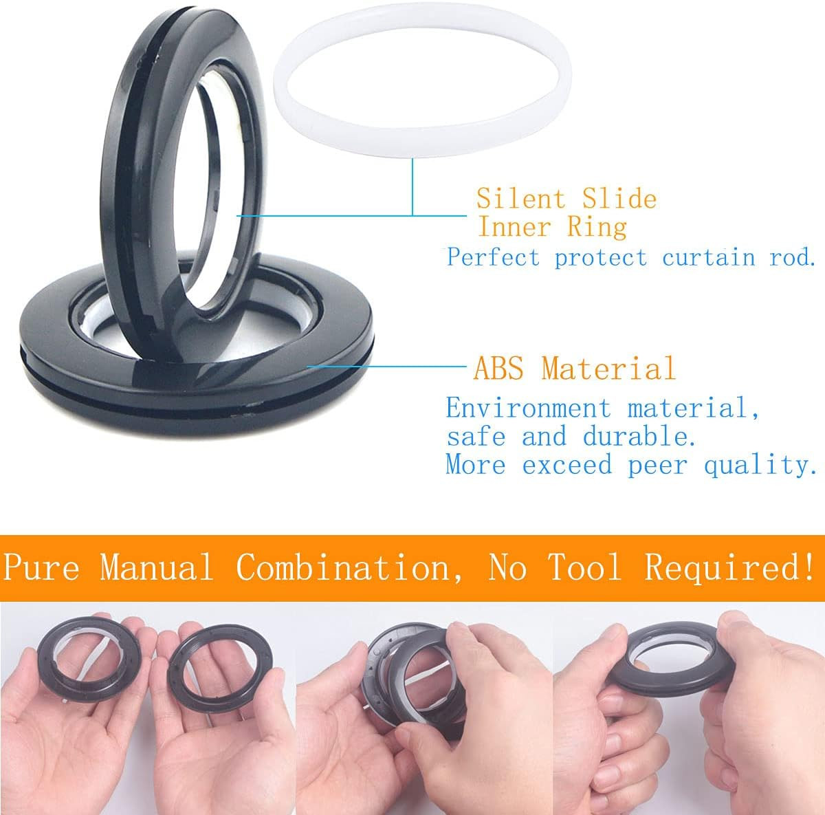 32 Pack Curtain Grommet, Inner Diameter 1-9/16″(40Mm) Curtain Eyelet Rings Roman