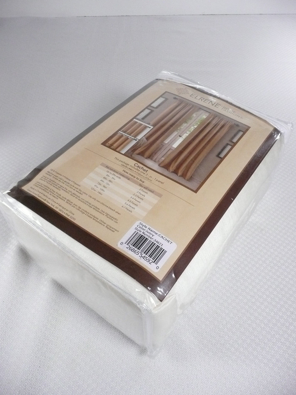 Elrene Drape Window Panel 52″ x 84″ Ivory Home Fashions Cachet Faux Silk 3-in-1